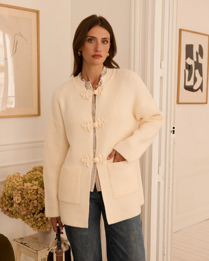 AR1209 Minna Long Cardigan Cream
