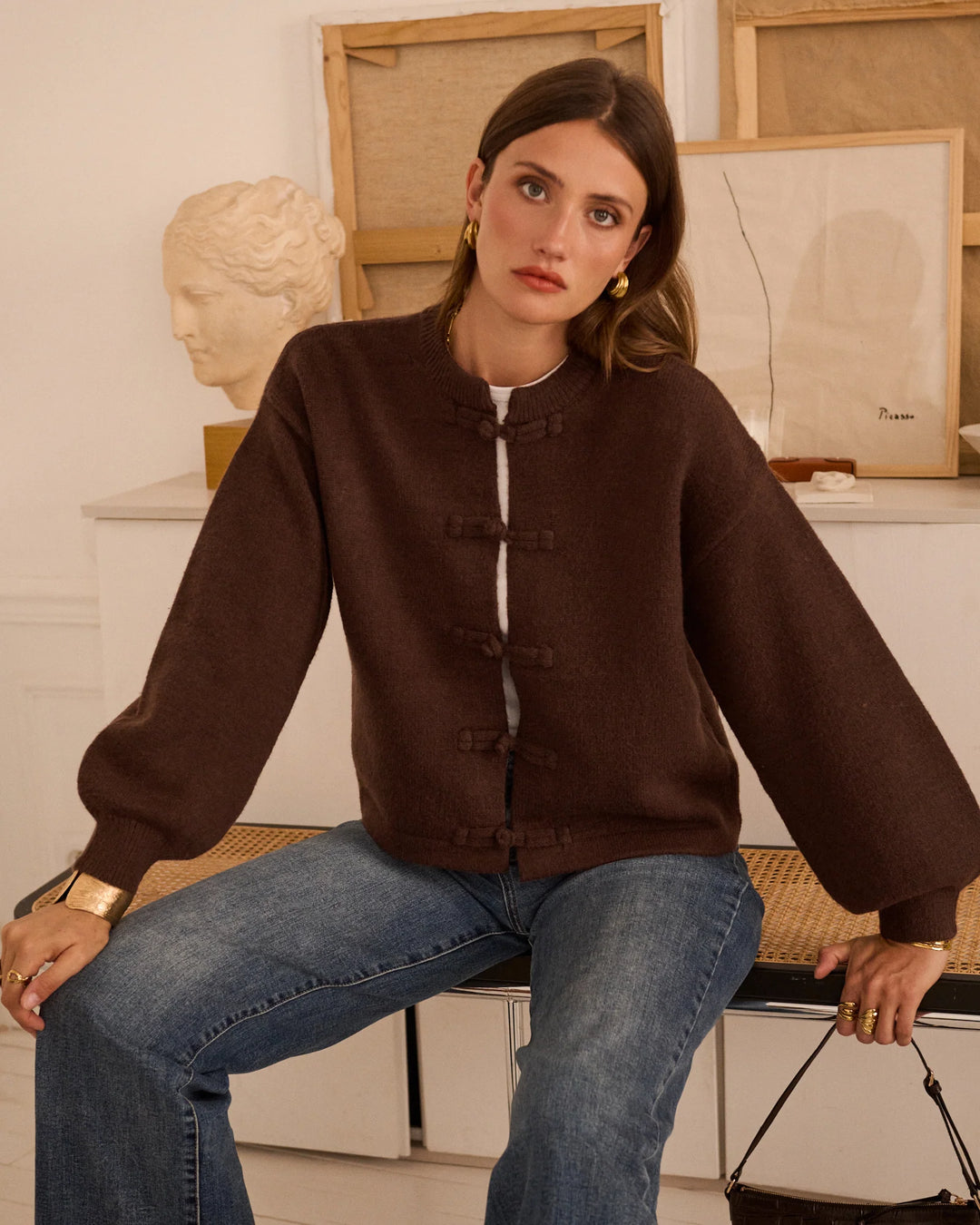 AR1243 Astrid Cardigan Marron