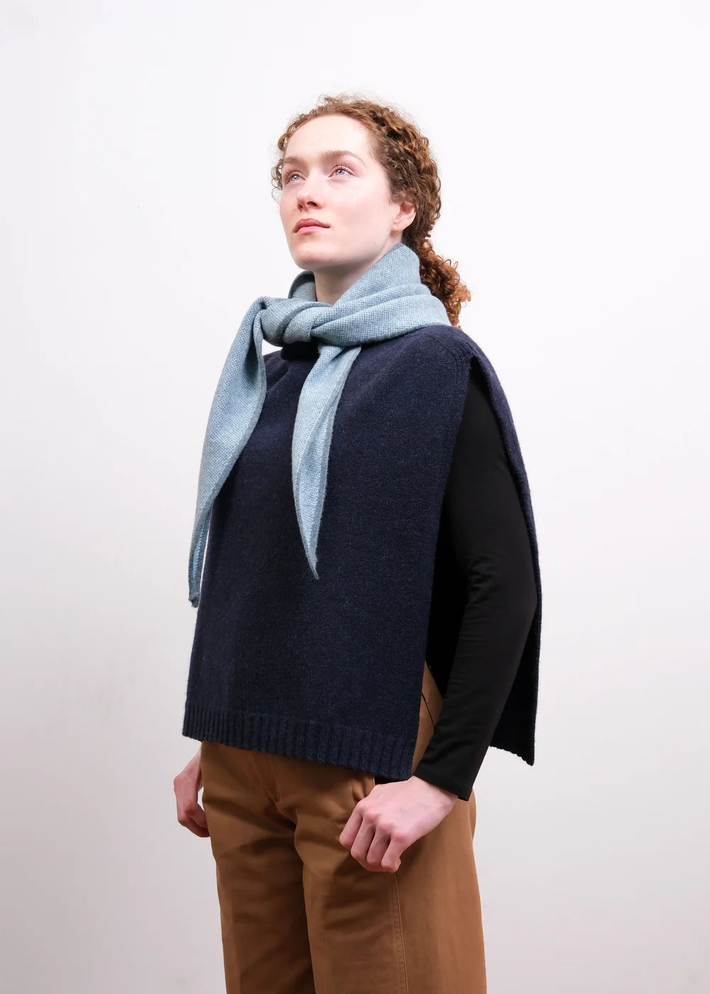 Funnel Neck Poncho - Navy