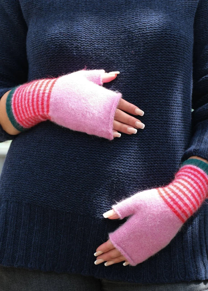 Angora Mittens - Pink &amp; Red