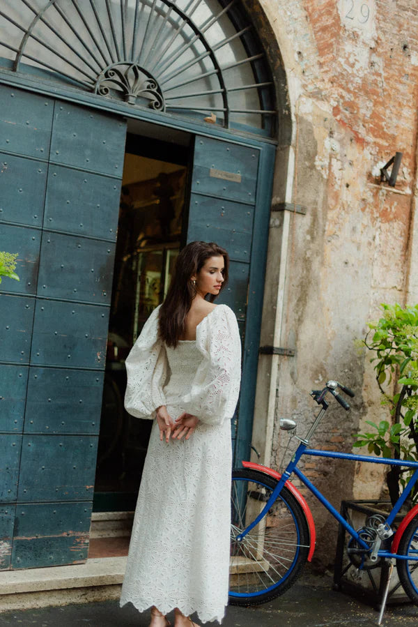 Violette Long Eyelet Carioca White