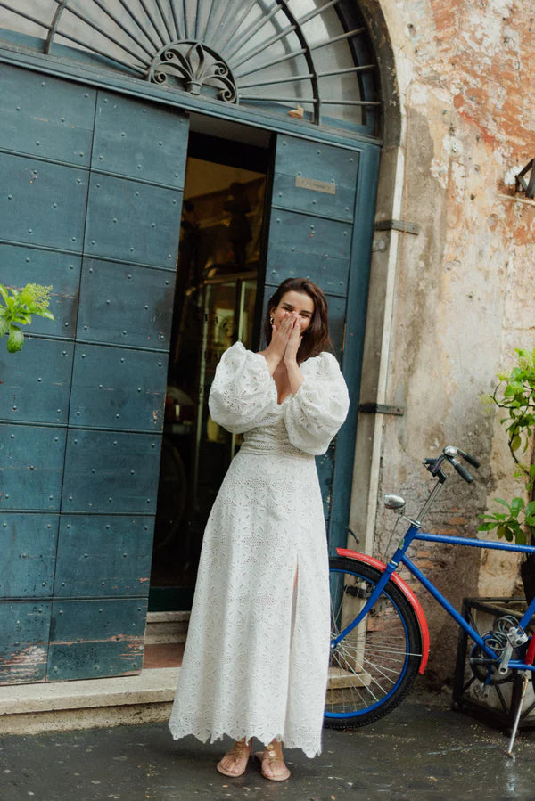 Violette Long Eyelet Carioca White