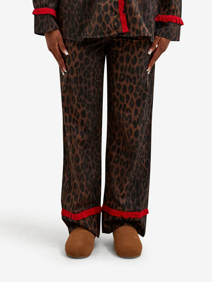 Antonia PJ Set - Dark Leopard/Red