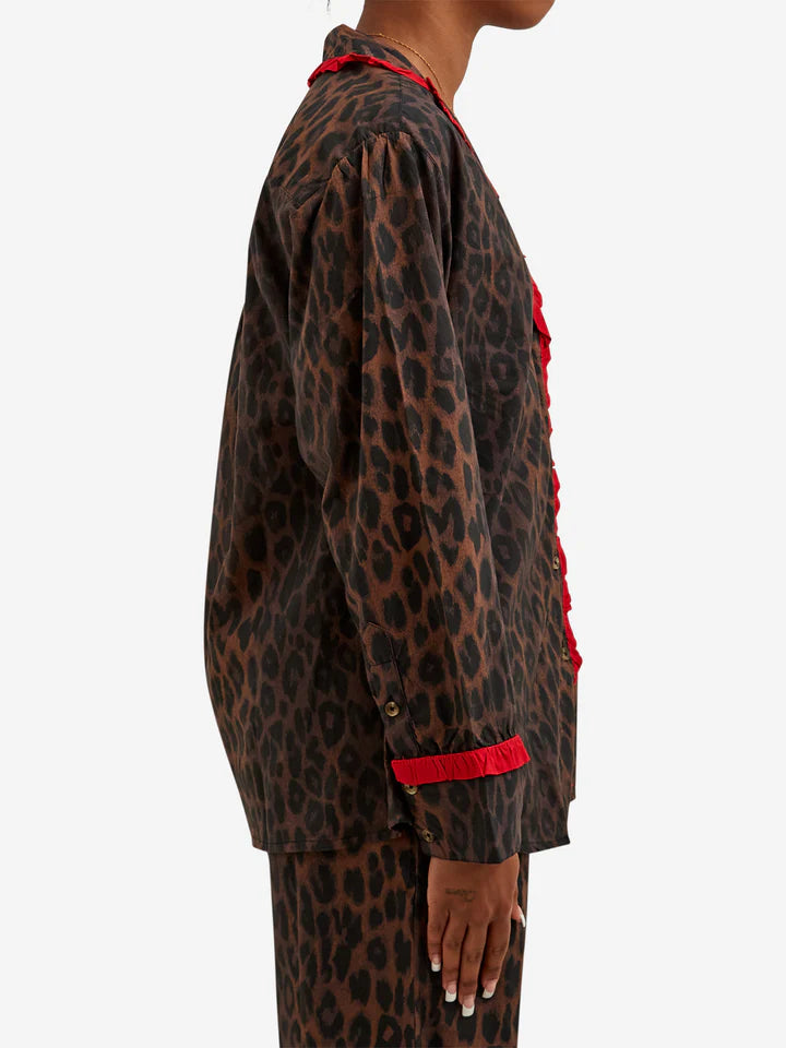 Antonia PJ Set - Dark Leopard/Red