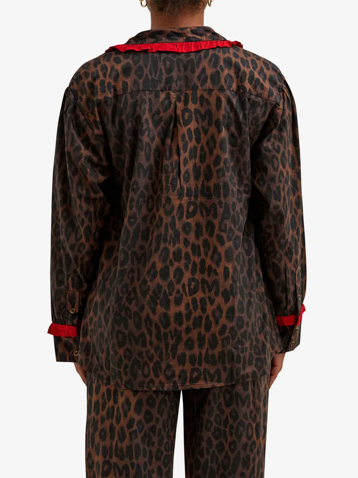 Antonia PJ Set - Dark Leopard/Red