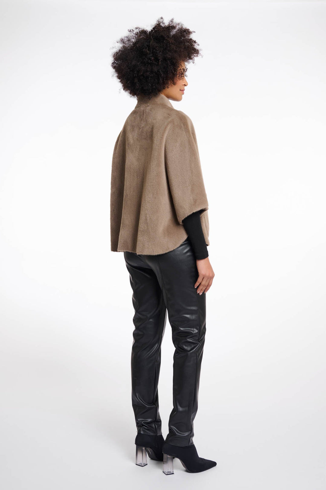 Dewi Faux Fur Cape - Toffee