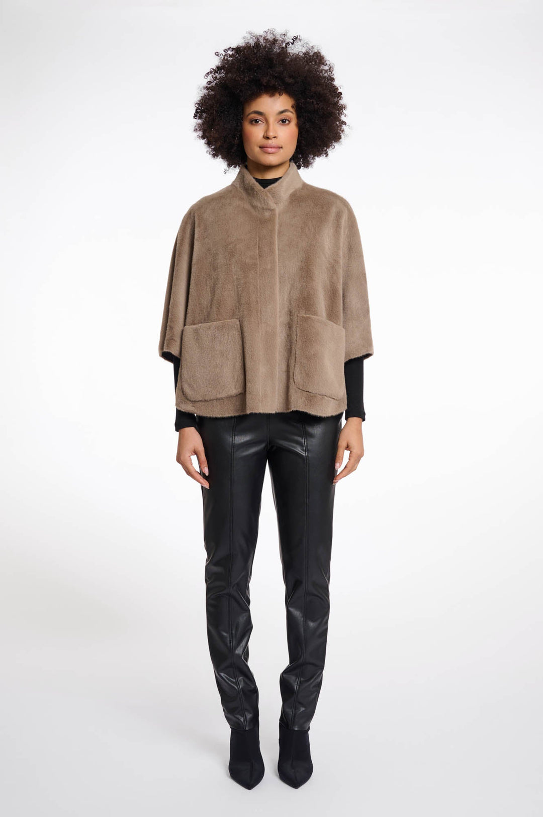 Dewi Faux Fur Cape - Toffee