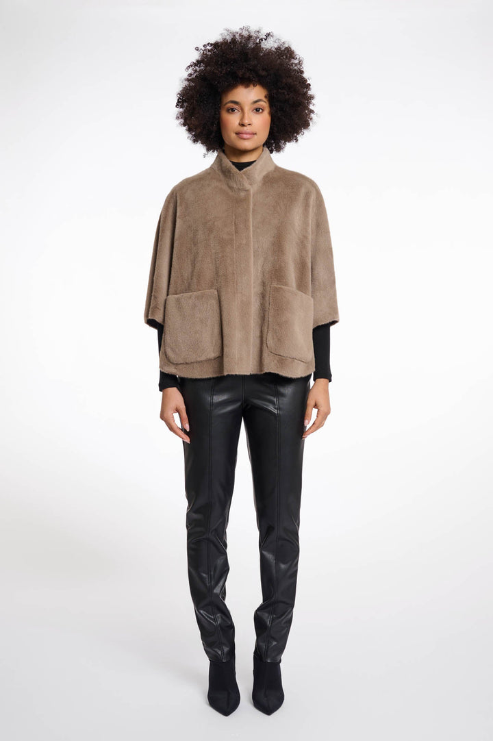 Dewi Faux Fur Cape - Toffee