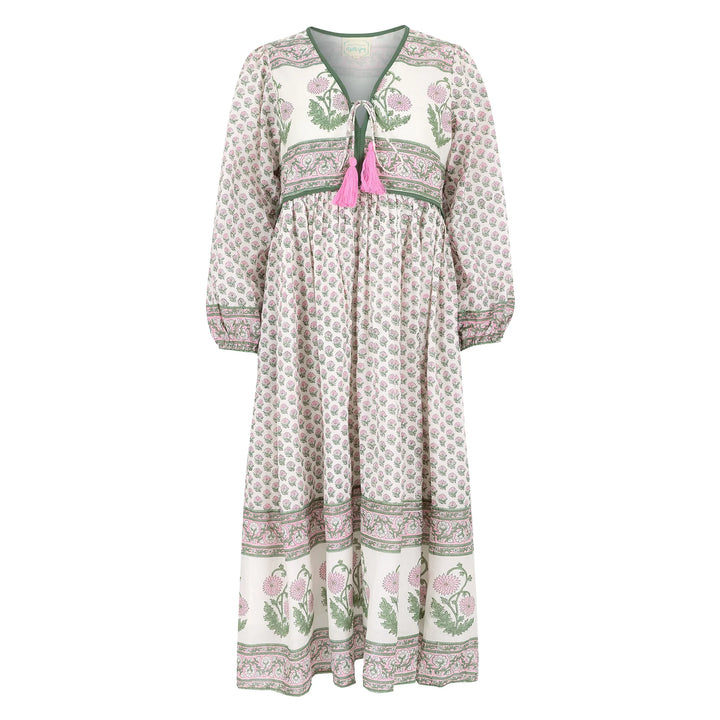 Jackie Midi Dress - Pink & Sage