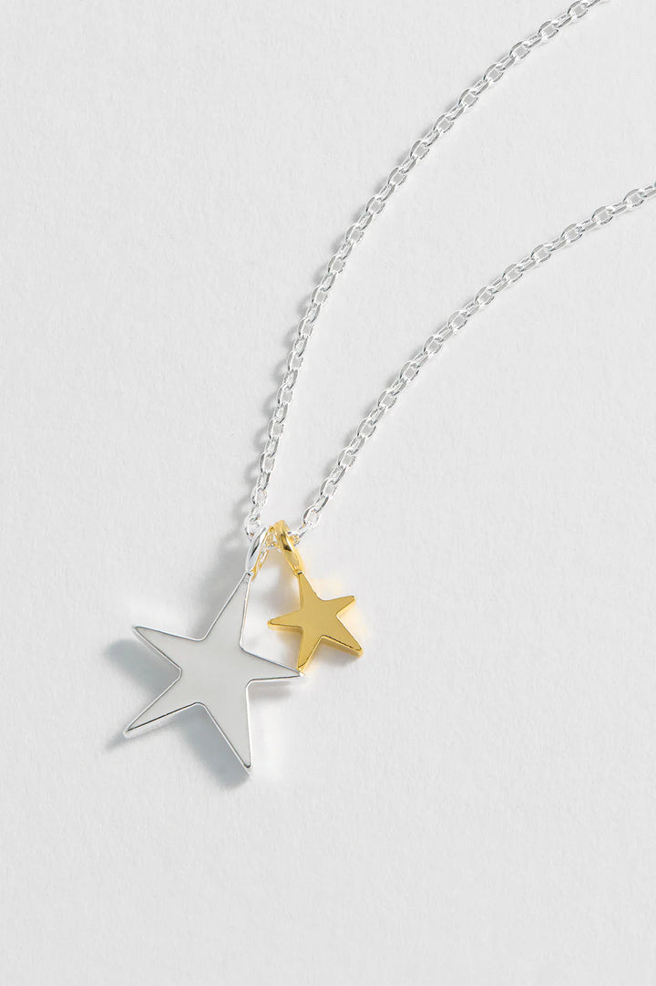 EB2012C Two Tone Star Necklace Silver