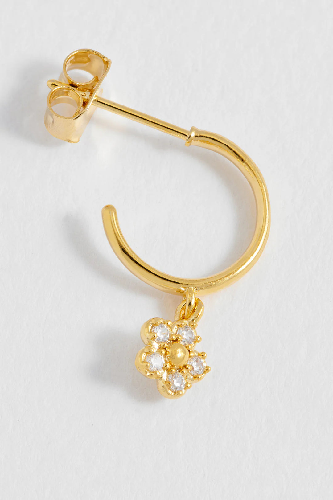 EBE7157G CZ Flower Hoop Earrings