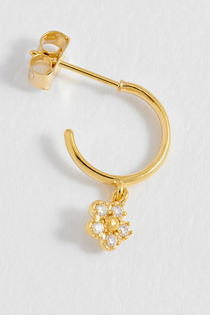 EBE7157G CZ Flower Hoop Earrings
