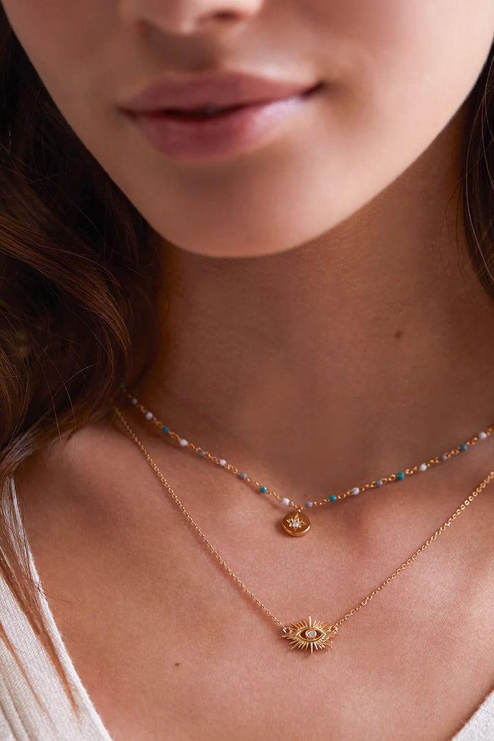 EBN6307G Eye Burst Cz Necklace