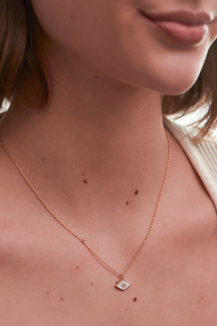 EBN6649G Pearl Evil Eye Necklace