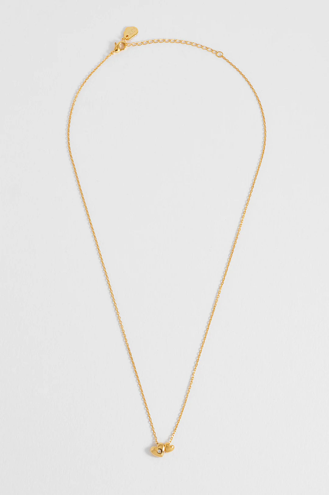 EBN7103G Double Heart and CZ Necklace