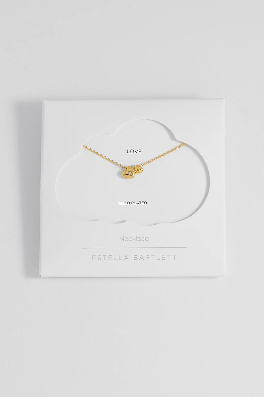 EBN7103G Double Heart and CZ Necklace