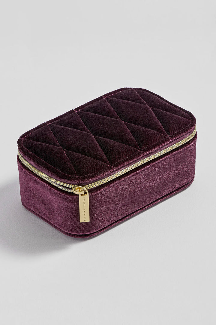 EBP6944 Quilted lid mini jewellery box burgundy velvet