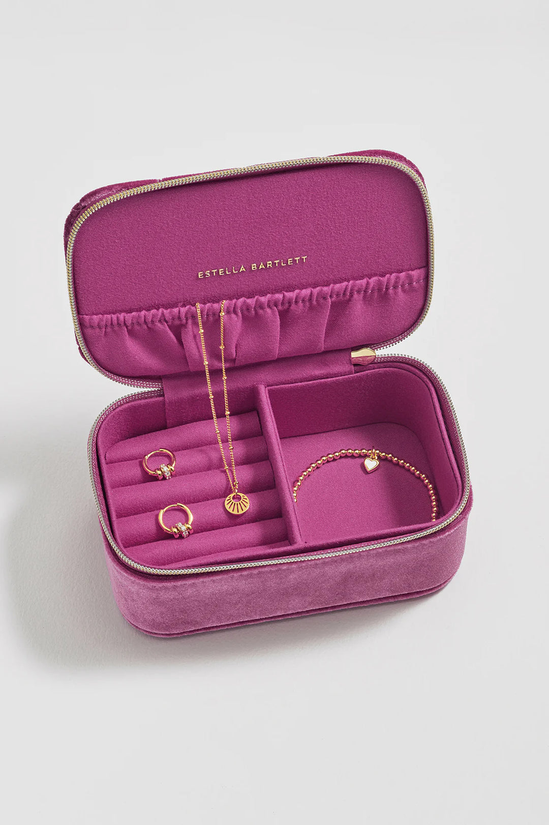 EBP6950 Quilted lid Mini Jewellery box pink velvet