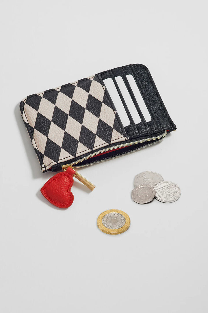 EBP6951 Harlequin Print Purse Black/Ivory
