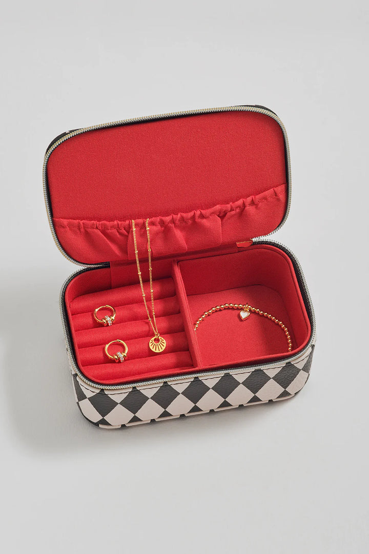 EBP6951 Harlequin Print Jewellery Box Black/Ivory