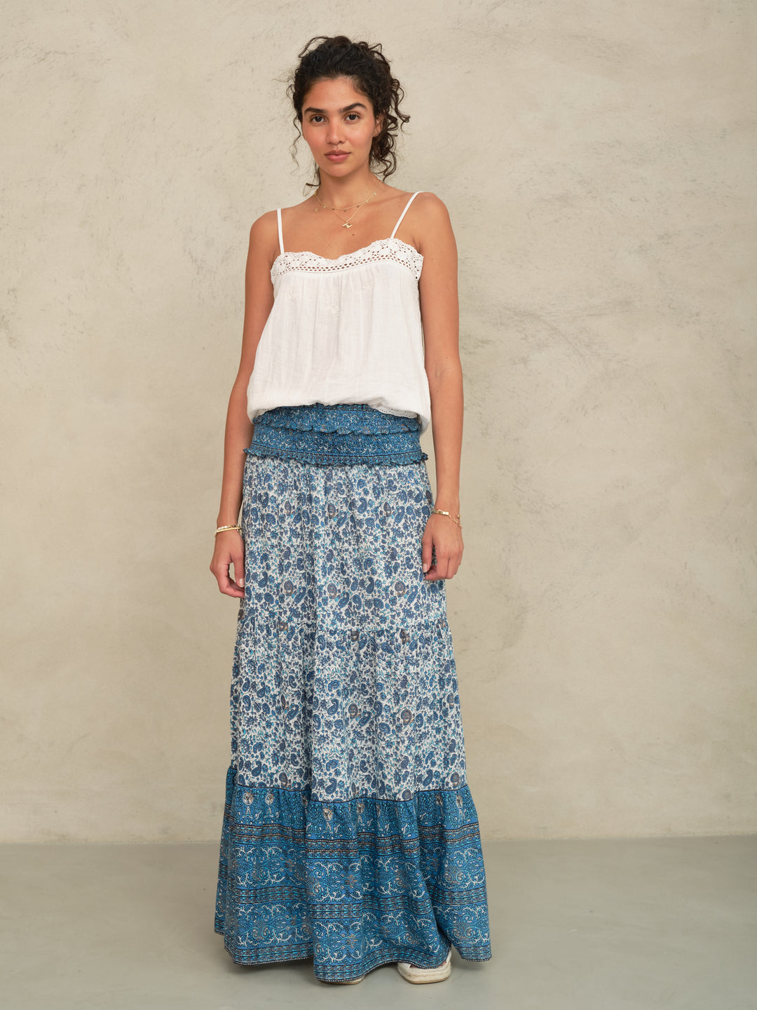Esti Print Maxi Skirt - Blue