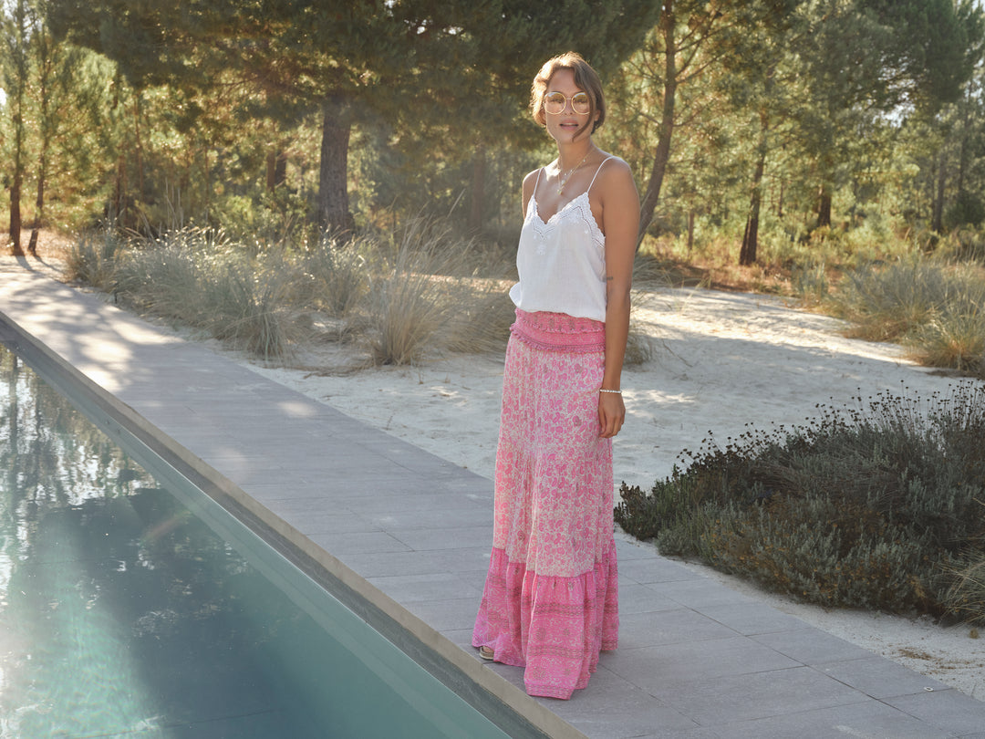 Esti Print Maxi Skirt - Pink
