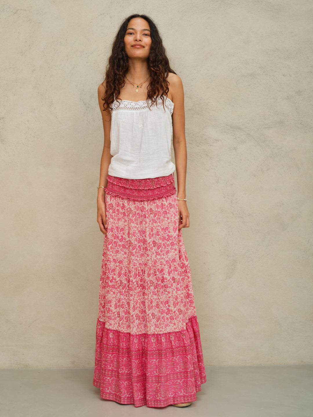 Esti Print Maxi Skirt - Pink
