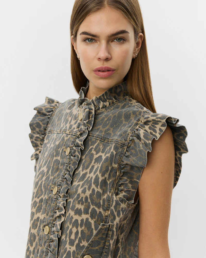 Farahsw Leo Vest - Light Brown Leopard