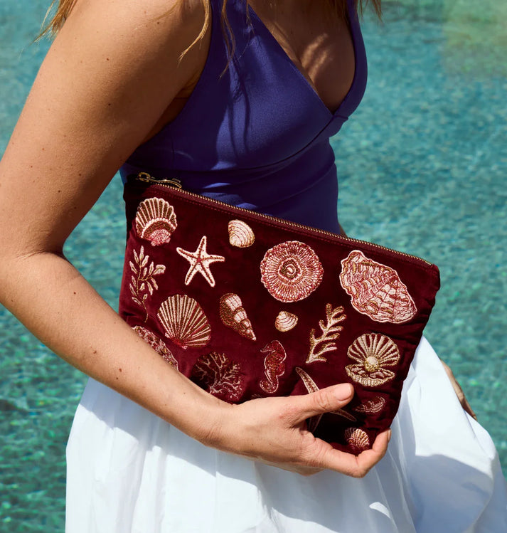 Ocean Treasures Velvet Everyday Pouch - Port