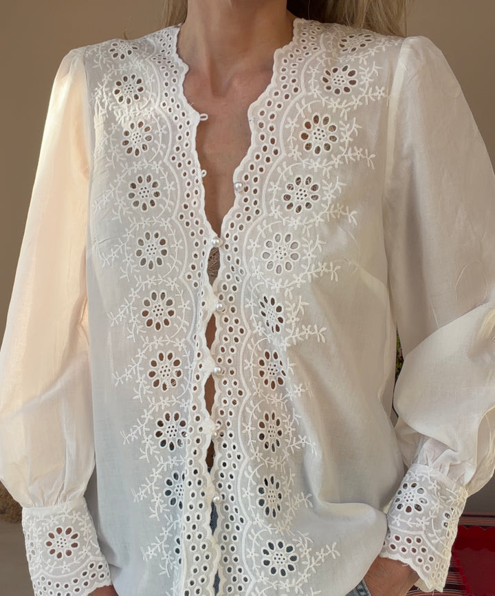 Mary Embroidered White Blouse