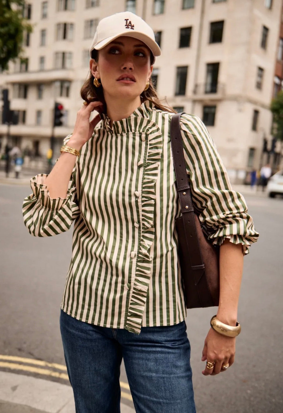 Josie Striped Shirt - Green Q3398