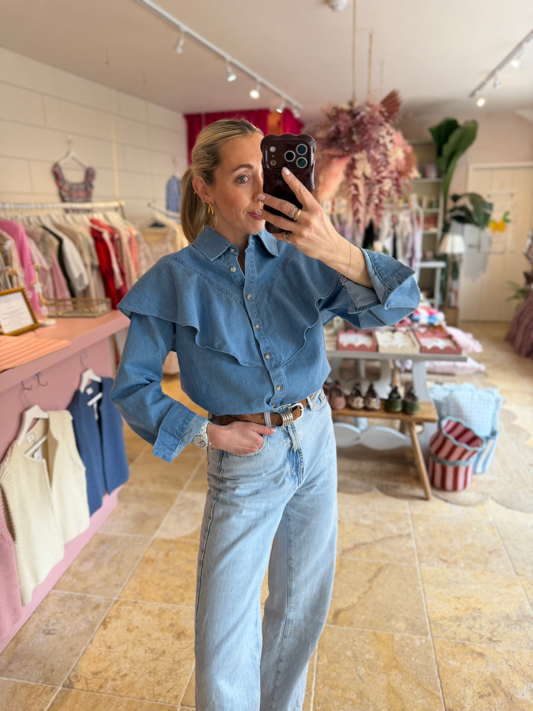 Billy Frill Denim Blouse