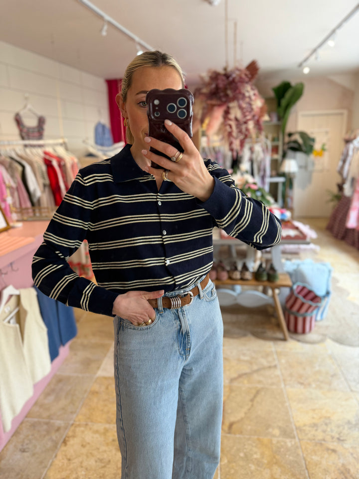 Stella Stripe Cardigan Marine