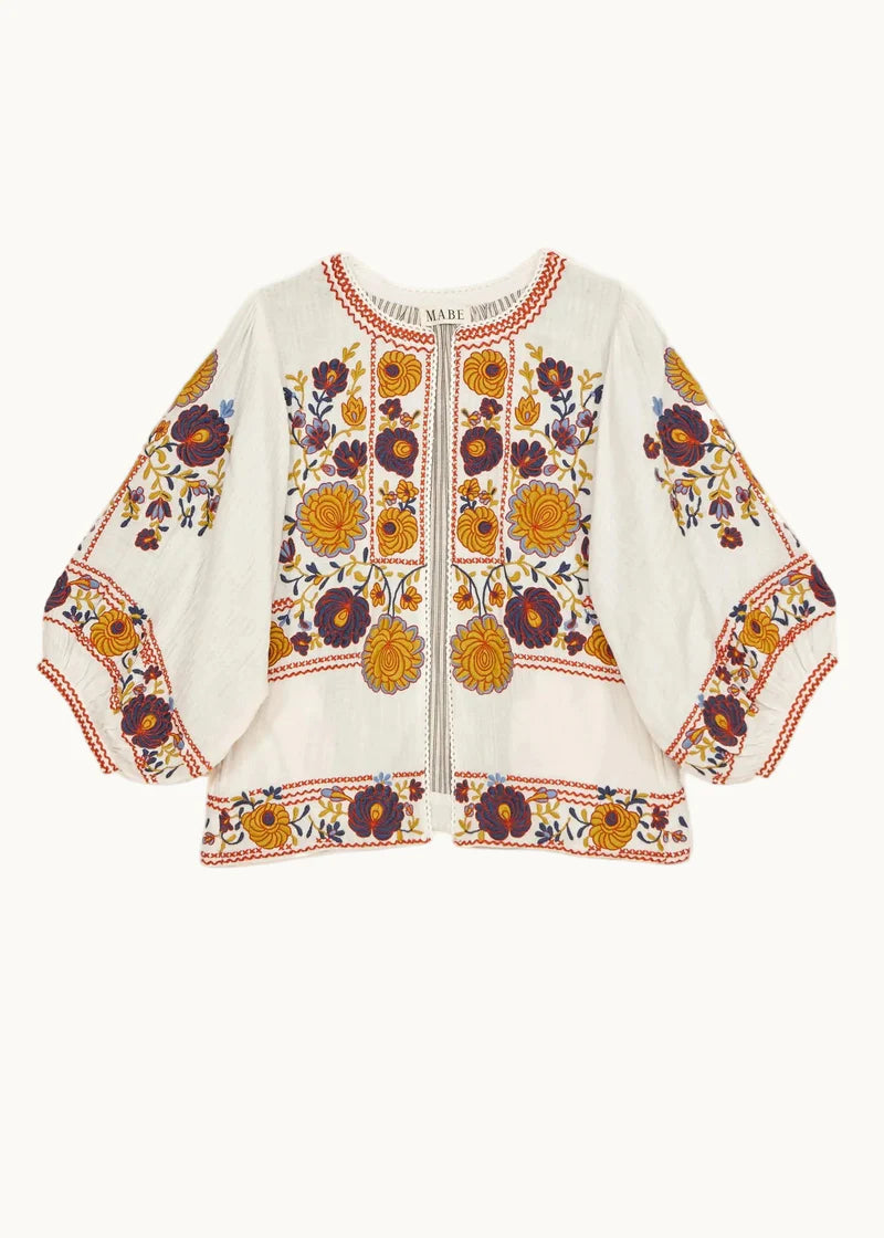Greta Emb Jacket  - Ecru Multi