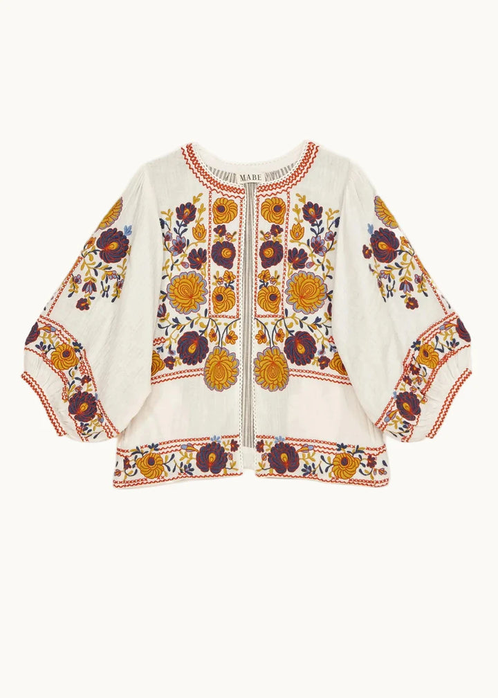 Greta Emb Jacket  - Ecru Multi