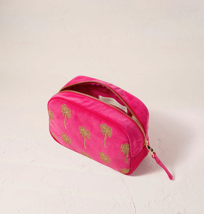 Gold Palm Makeup Bag - Pink