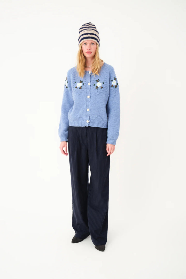 Gracelynn Knit Cardigan - Blue Melange