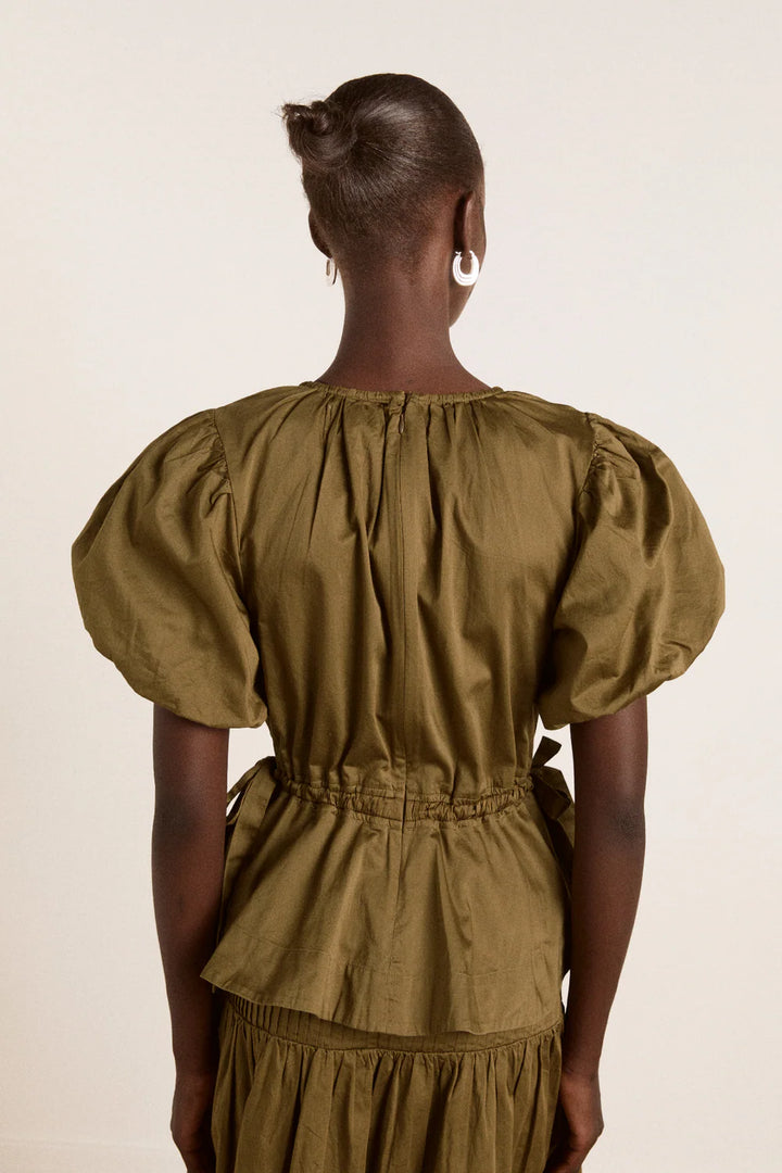 Hadley Blouse - Olive Satin