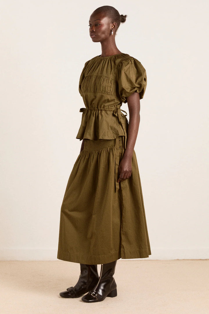 Hadley Blouse - Olive Satin