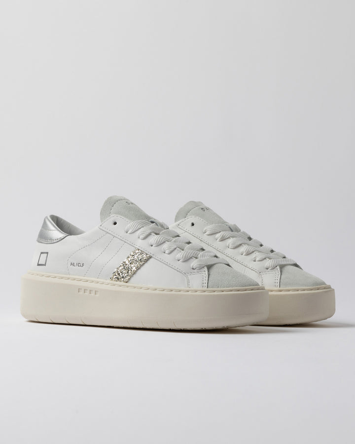 Hill Low Platform Calf White-Silver