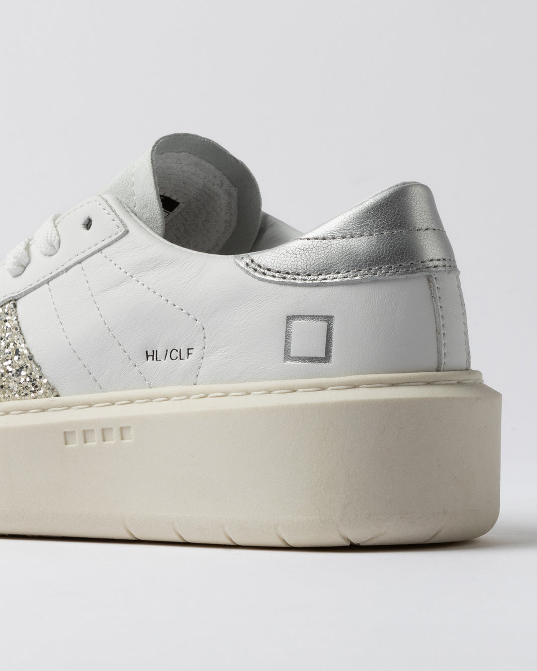 Hill Low Platform Calf White-Silver