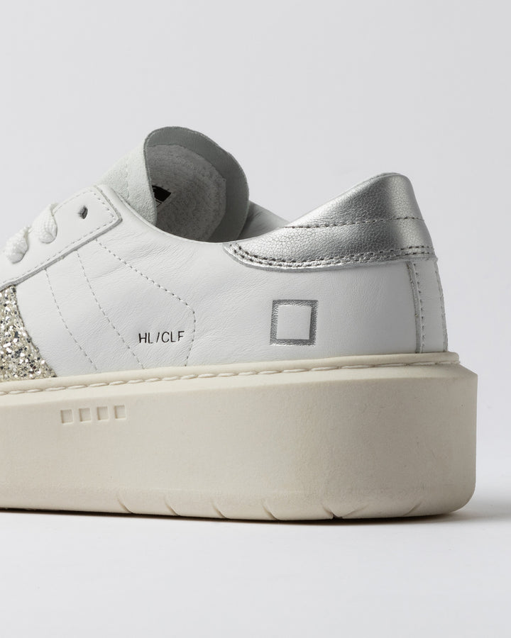 Hill Low Platform Calf White-Silver