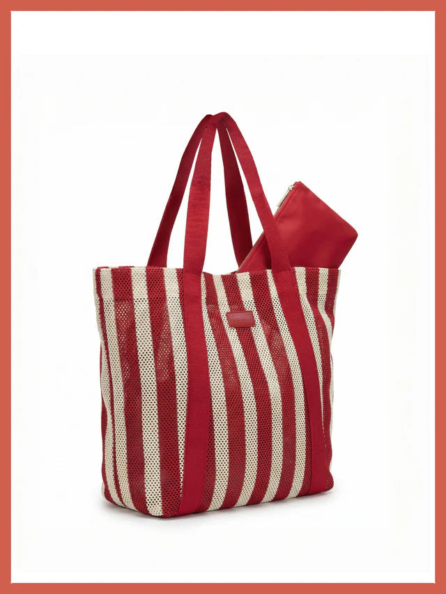 Hackney Stripe Shopper Bag Red Mix
