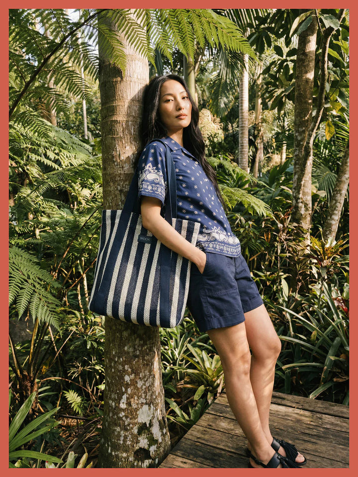 Hackney Stripe Shopper Bag Blue Mix