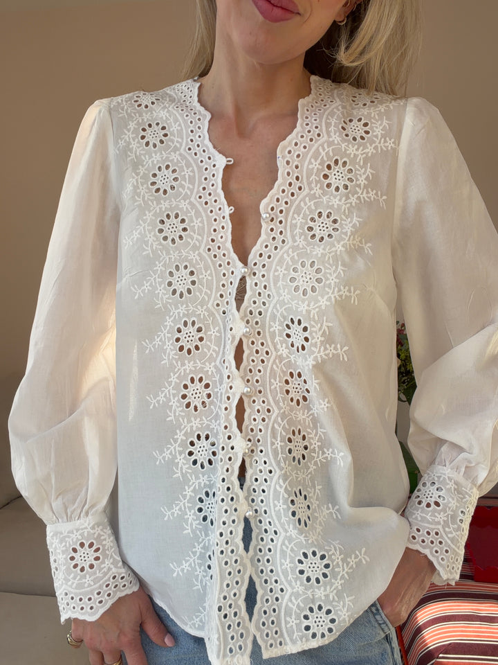 Mary Embroidered White Blouse