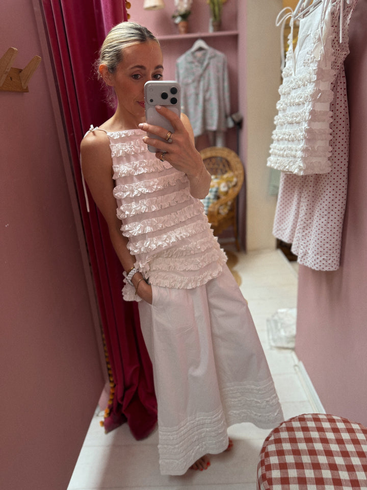 Leili Ruffle Cami - White