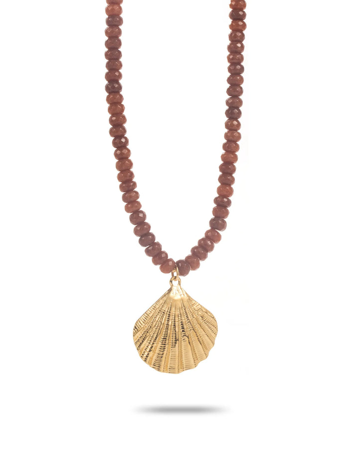 24847 Big Shell Necklace Brown