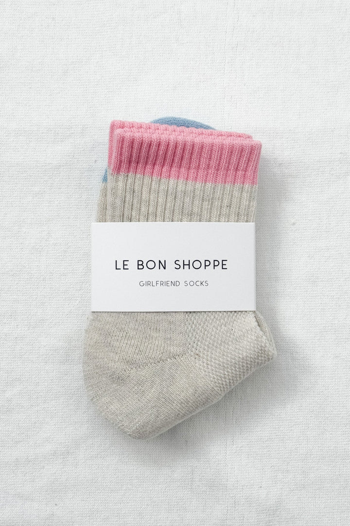 Girlfriend Socks - Color Block Grey Pink