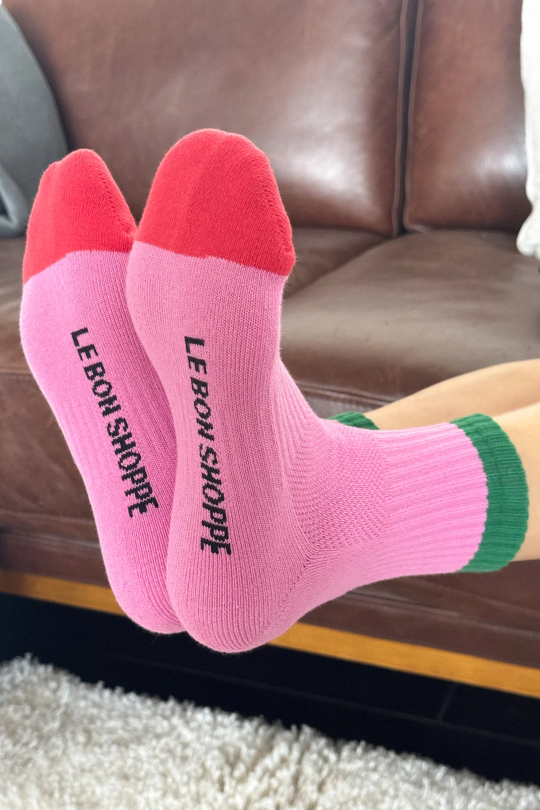 Colour Block Girlfriend Socks - Rose Green
