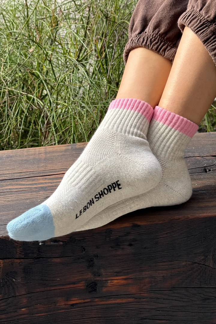 Girlfriend Socks - Color Block Grey Pink